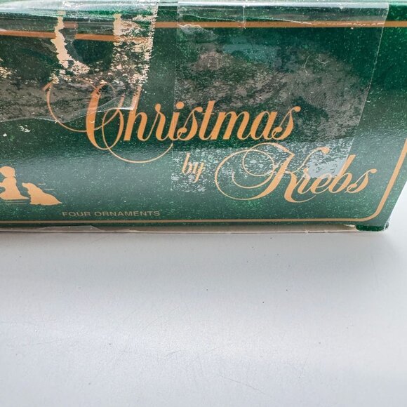 Krebs Glass Victorian Christmas Ornament Set Of 4 Cream Gold Glitter Vtg 2.5" - Picture 14 of 16